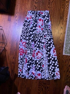 Black Floral & geometric with dark pink and Light Blue Accents